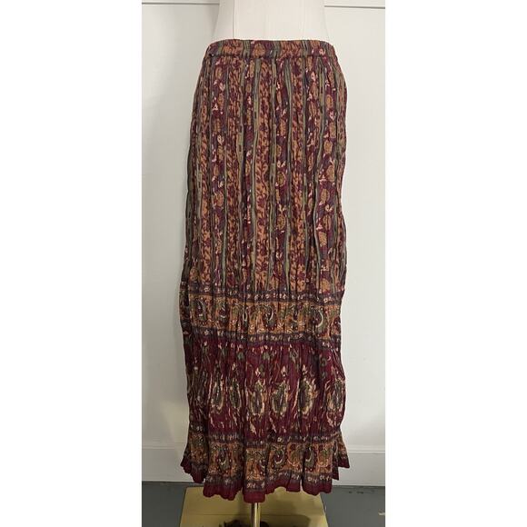 CJ Banks Colorful Crinkle Maxi Skirt Broomstick Boho Gypsy Festival Cotton India - Picture 1 of 6